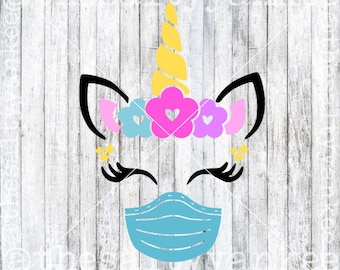 Unicornio con máscara Distanciamiento social SVG Descargar archivo