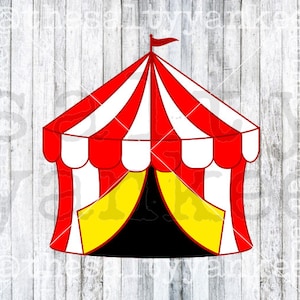 Circus Tent Red and White Clipart SVG Layered File Descargar