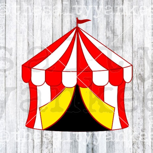 Circus Tent Red and White Clipart SVG Layered File Download