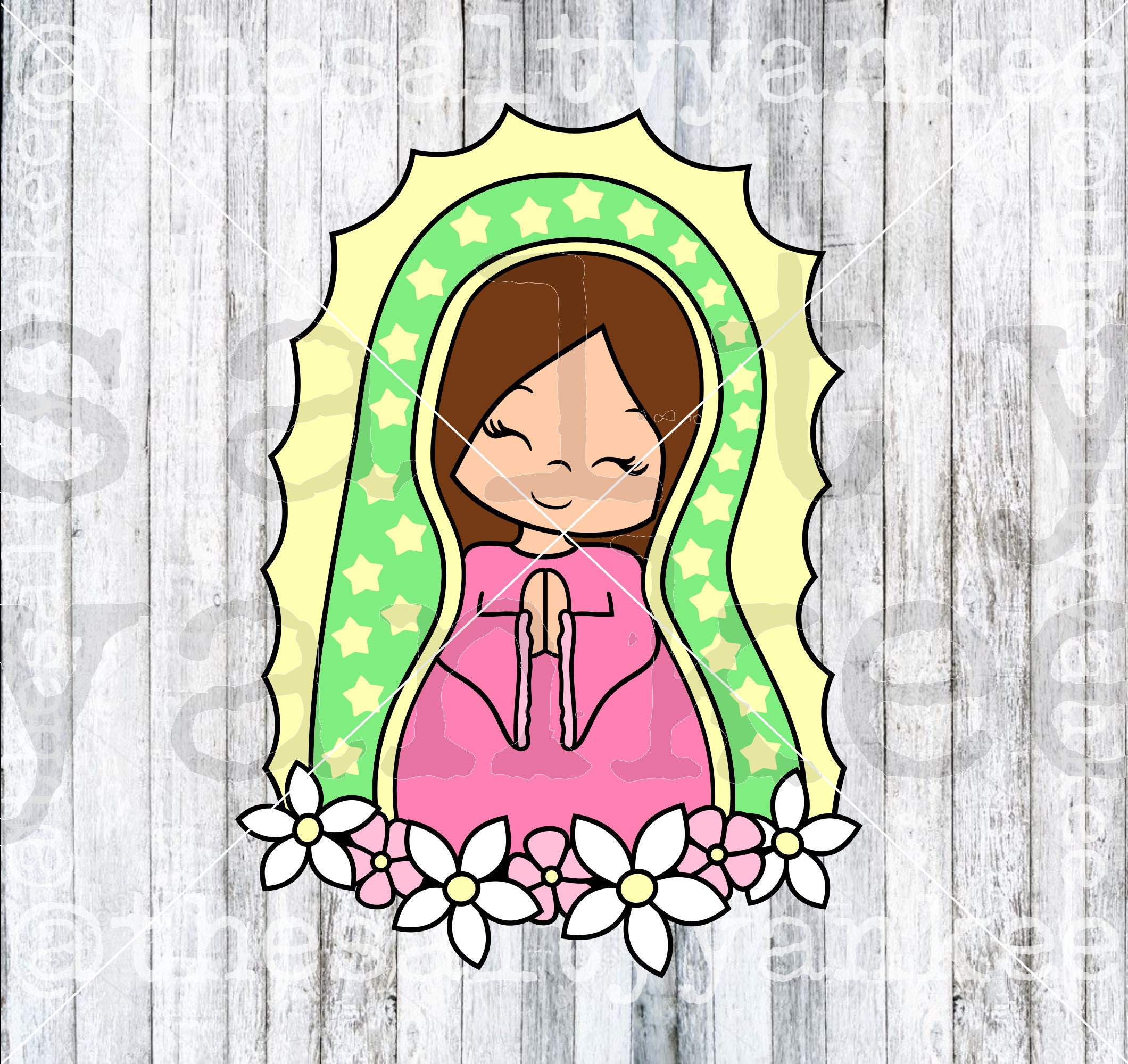 Virgin Mary Cute Cartoon Style Layered SVG File Download - Etsy, image size:2120x2000