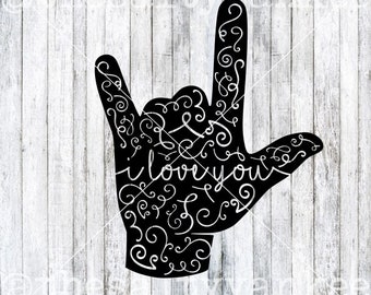 I Love You ASL Sign Language SVG File Download