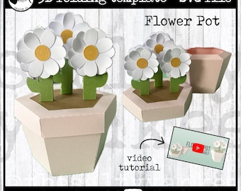 Flower Garden Pot Box 3D Folding SVG File Template Digital File Download Mothers Day Spring Easter Floral