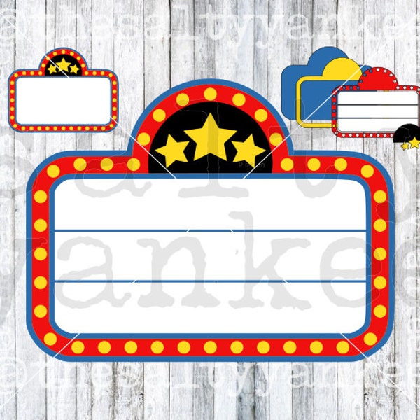 Movie Theater Marquee Sign Now Playing Layered SVG File Download