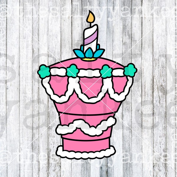 Unbirthday Cake Mad Tea Party Clipart SVG Layered File Download