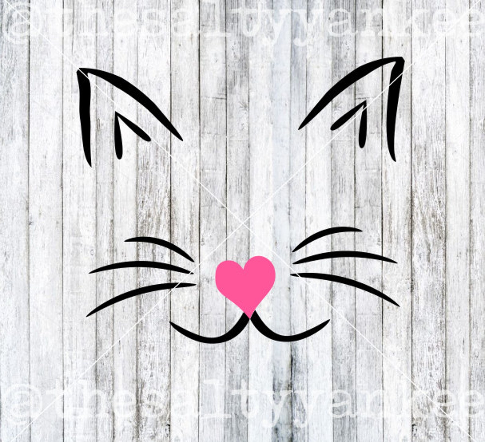 Cat Face Ears Nose Whiskers and Mouth SVG Layered File Download Etsy