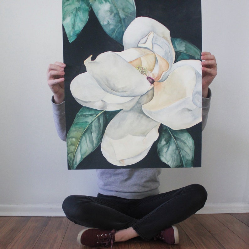 Magnolia on Dark Background