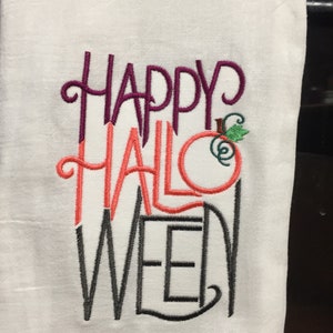 Happy Halloween ombre embroidered flour sack towel image 2