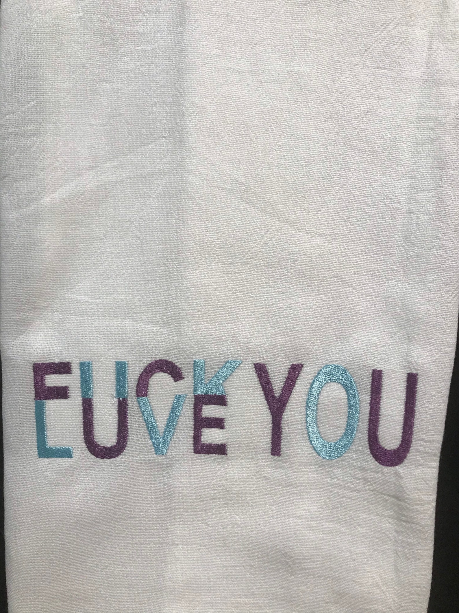Fuck Love/you Embroidered Flour Sack Towel - Etsy