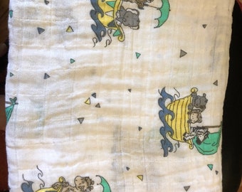 Gauze swaddle wrap, nursing cover, double gauze, receiving blanket, Noah's Ark, jungle animals,