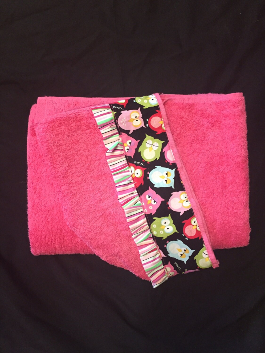 Hooded Towel, Owl, Beach Towel, Bath Towel, Pool Towel, Ruffle, Pink, Girl, Gift, Etsy UK