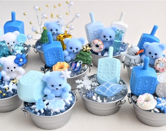 Hanukkah Miniature Figurine Scenes With Miniature Galvanized Tubs