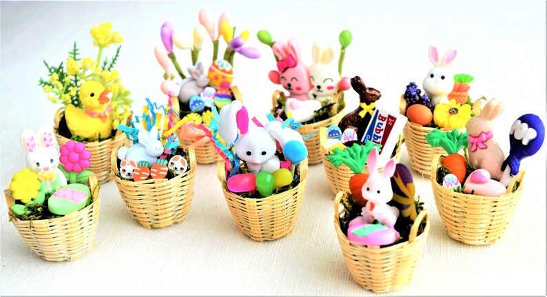Miniature Easter Baskets 1:12 Scale, Dollhouse Easter Basket Miniatures ...