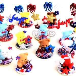 4th of July Independence Day Patriotic Miniature Figurine Scenes
