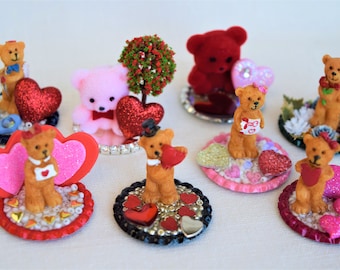 Valentine's Miniature Figurines - Bear, Hearts, Love and Valentines