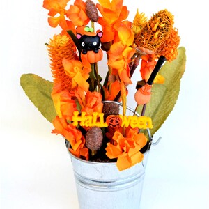 Halloween Flower Arrangements Glow In The Dark, Metal Tubs, Watering Cans, Wheel Barrows, Wagons, Pails Photo 4