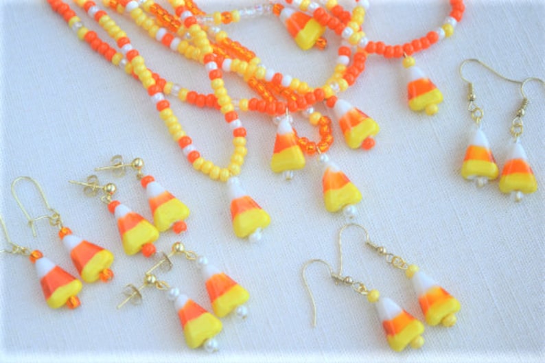 Halloween Candy Corn Jewelry Necklaces and Earrings Sets or Separates image 1