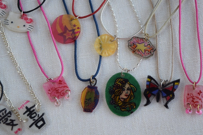Unique and Handmade Plastic Shrink Art Necklaces image 2