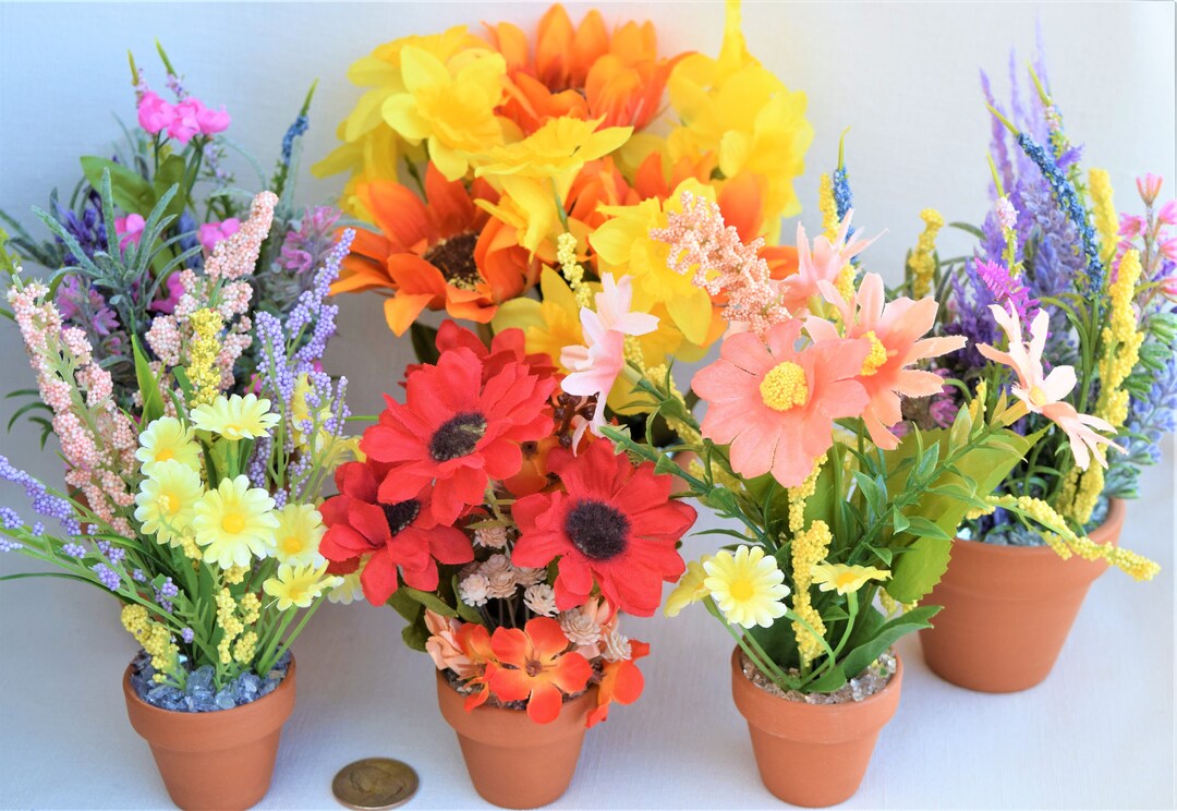 Spring Miniature and Small Flower Pots With Miniature and Small