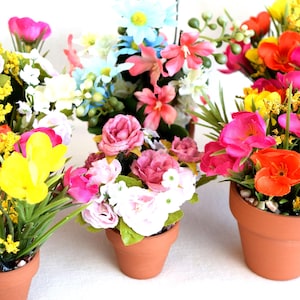 Spring Miniature And Small Flower Pots With Miniature And Small Artificial Flowers (Not 1:12 Scale)