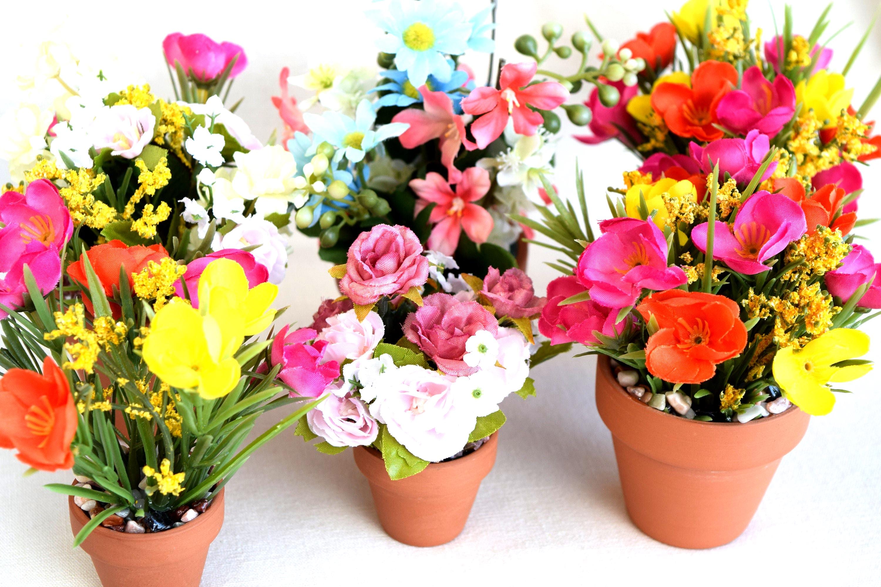 Spring Flower Pots With Artificial Flowers (not 1:12 Scale) - Etsy
