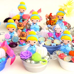 Cinderella, Fairy Godmother and Mice Miniature Metal Tub Scenes