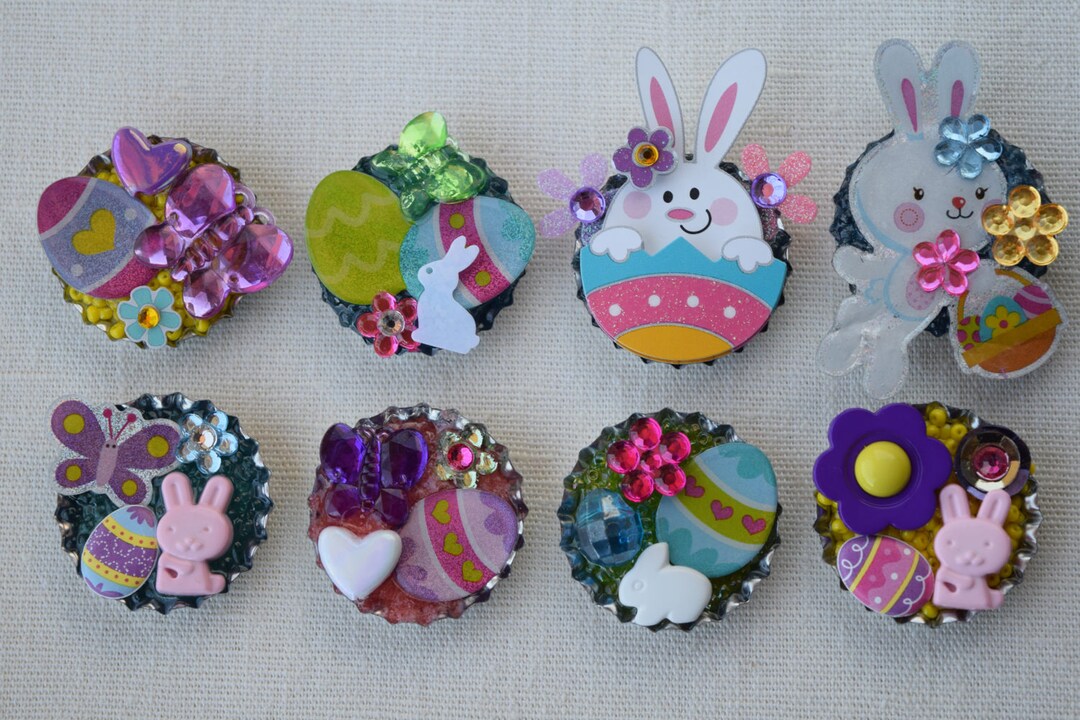 3D Easter Pins brooches, Pin Backs, Refrigerator Keychains, Backpack Clips