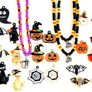 Halloween Silver/Gold and Enamel Charm Beaded Necklaces and Bracelets