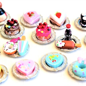 Miniature Fancy Pewter Trays with Desserts and Treats