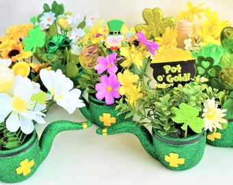 St Patricks Pipe Flower Arrangements With Irish Decorations