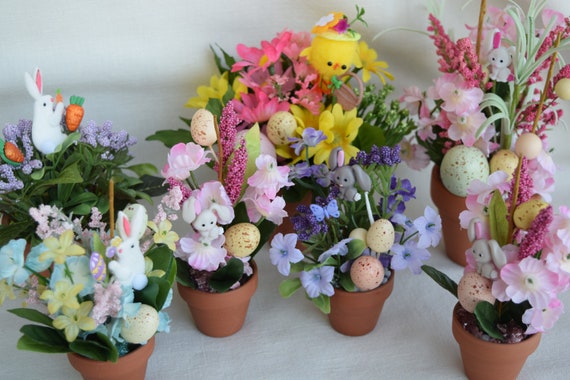 Easter Miniature and Small Flower Pots With Miniature and Small Artificial  Flowers 