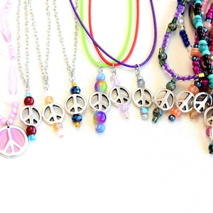 Peace Sign Beaded, Cord and Chain Necklaces