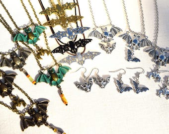 Halloween Bat Necklaces and Earrings