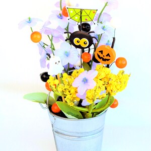 Halloween Flower Arrangements Glow In The Dark, Metal Tubs, Watering Cans, Wheel Barrows, Wagons, Pails Photo 6