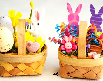 BOFUNX 2pcs Cestino Pasqua Bambini Cestini Pasquali in Feltro con Manico Regali Pasqua Cesto di Coniglietto Pulcini Decorazione Pasquale Artigianato