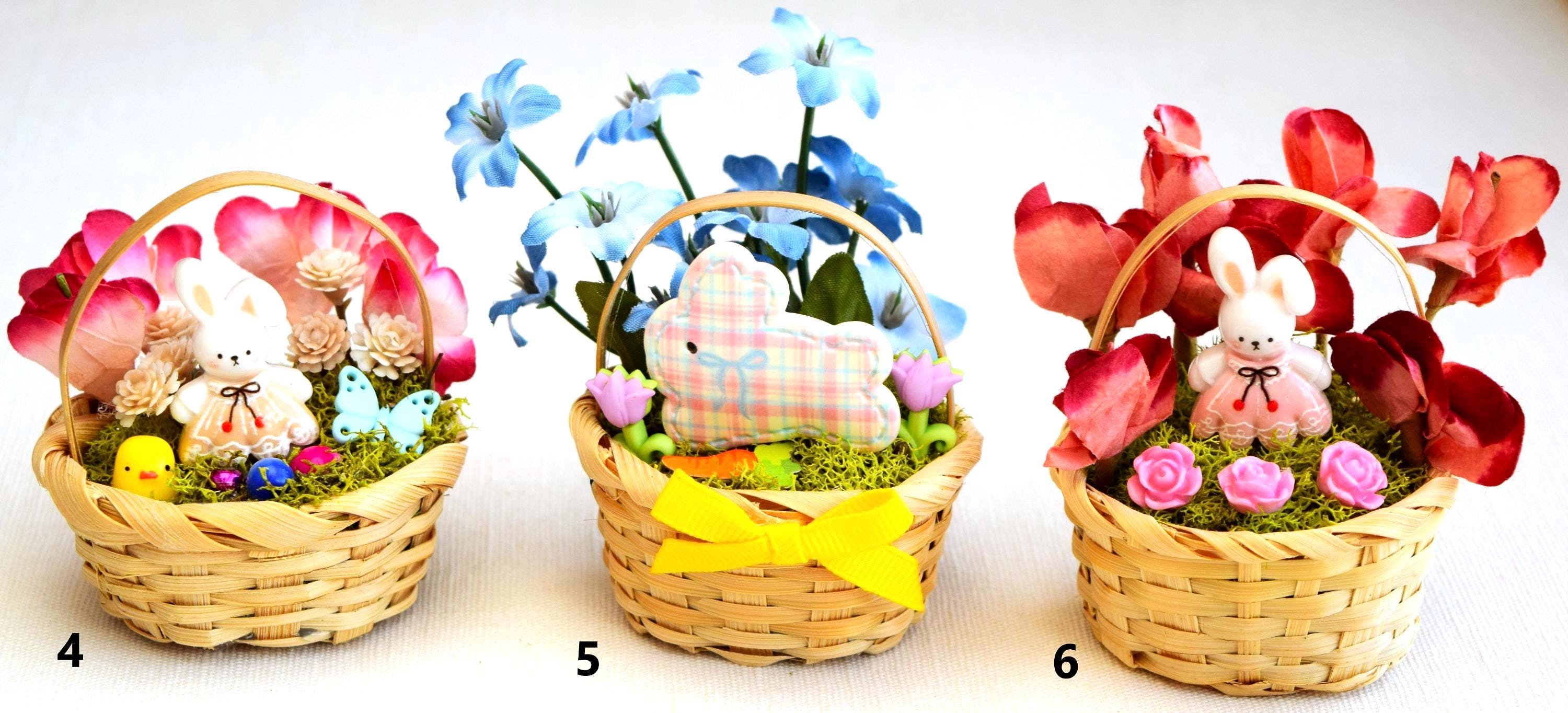 Miniature Easter Baskets 1:12 Scale, Dollhouse Easter Basket Miniatures ...