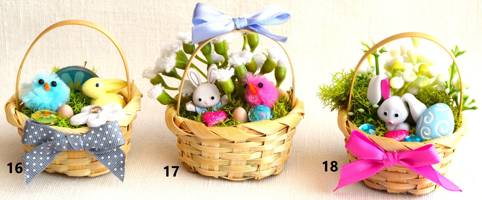 Miniature Easter Baskets 1:12 Scale, Dollhouse Easter Basket Miniatures ...