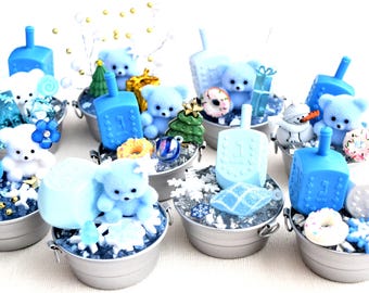Hanukkah Miniature Figurine Scenes With Miniature Galvanized Tubs