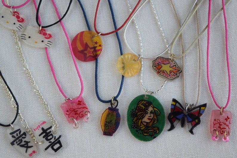 Unique and Handmade Plastic Shrink Art Necklaces image 1