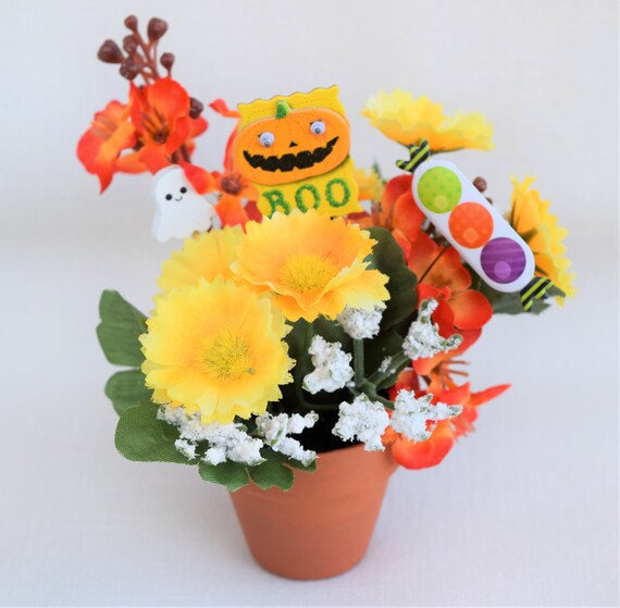 Orange Halloween Pot Arrangement Orange Halloween Pot Arrangement