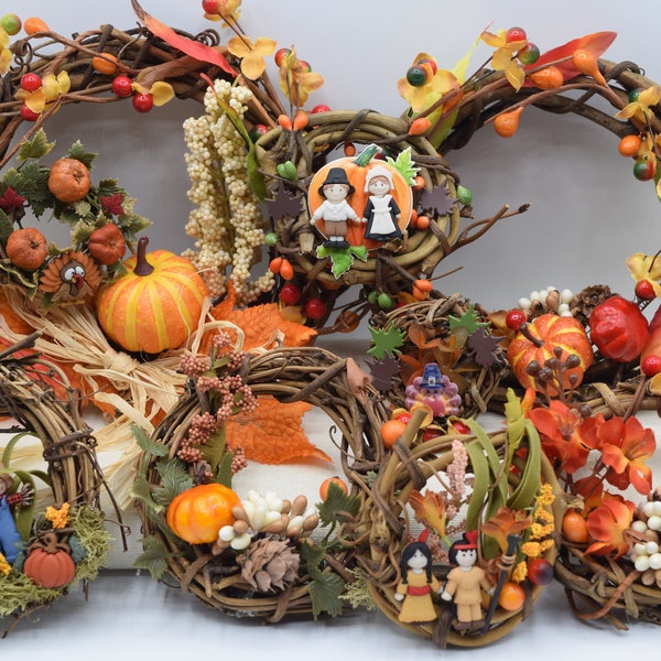 Thanksgiving and Fall Grapevine Wreaths Small and Miniature