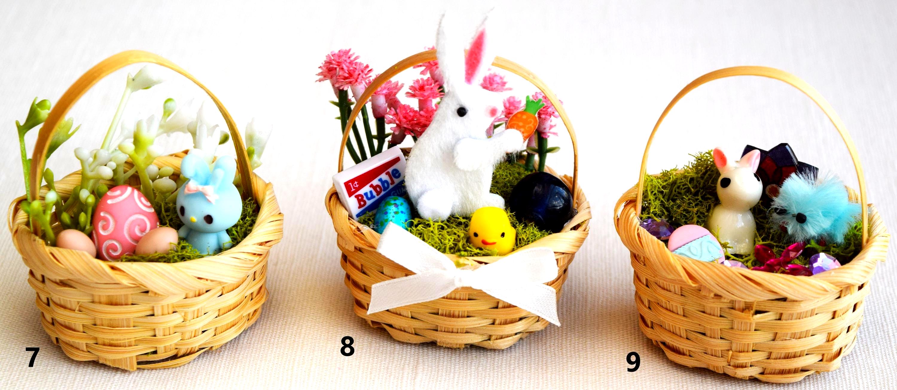 Miniature Easter Baskets 1:12 Scale, Dollhouse Easter Basket Miniatures ...