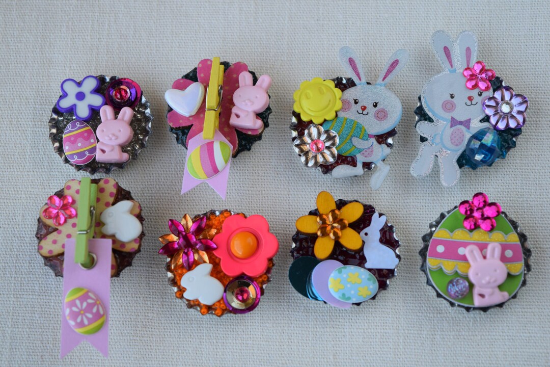 3D Easter Pins brooches, Pin Backs, Refrigerator Keychains, Backpack Clips