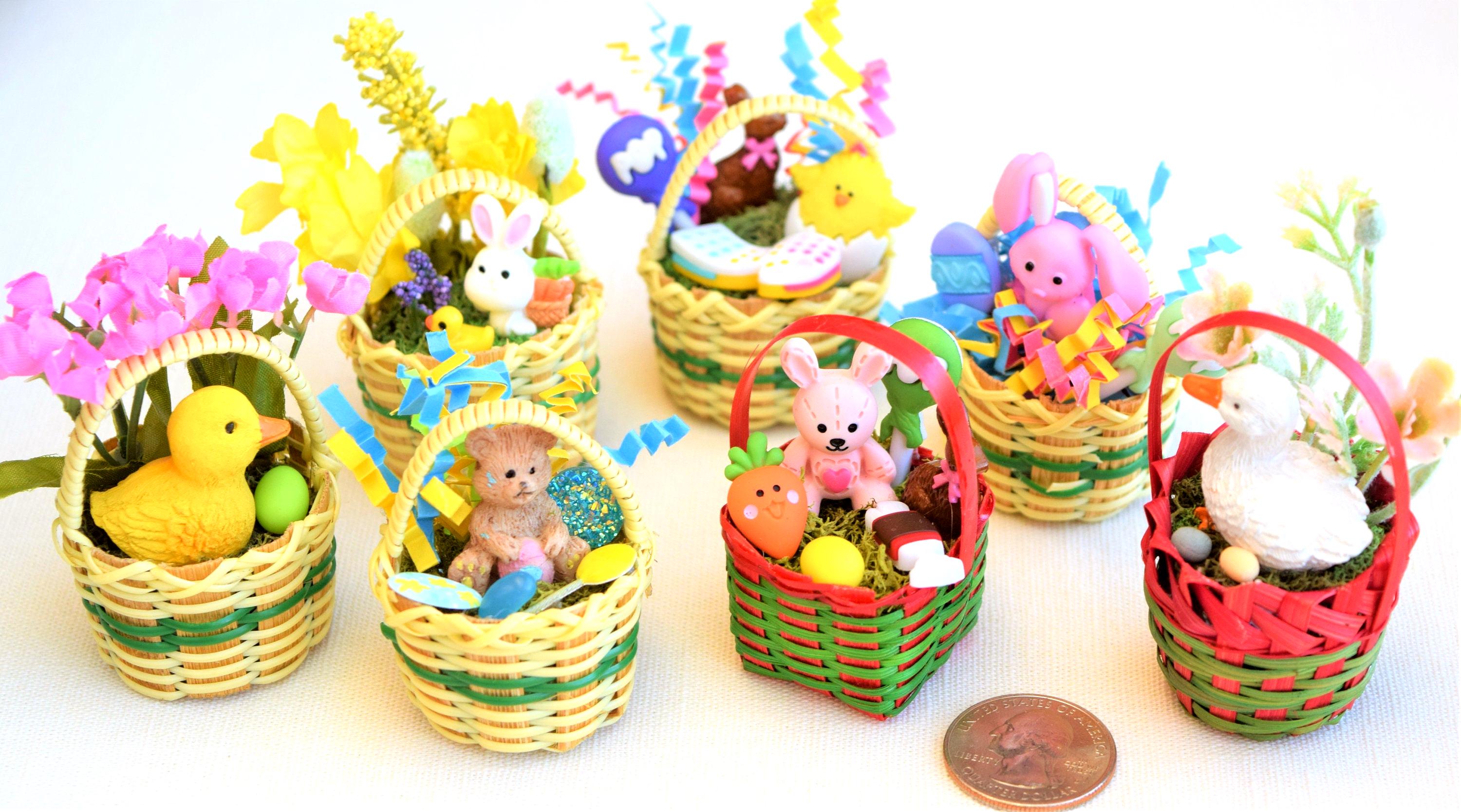 Miniature Easter Baskets 1:12 Scale, Dollhouse Basket Miniatures ...