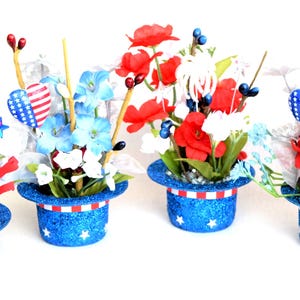 4 juli Patriottische Uncle Sam-hoed Bloemstukken met patriottische decoraties