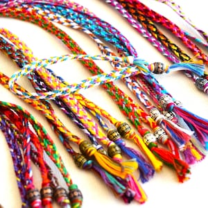 Unisex Handwoven Bracelets or Anklets With Multi-Colored Changing Thread