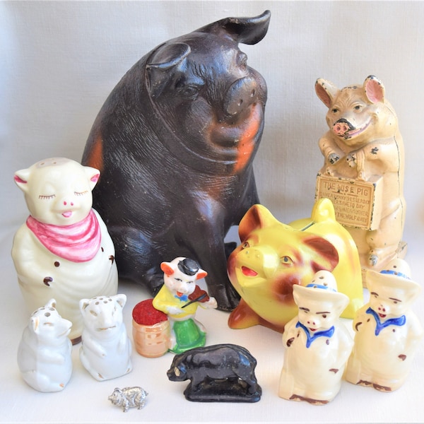 Vintage Pigs (1930's-1970's) - Ceramic, Porcelain, Cast Iron, Aluminum, Plastic and Pewter