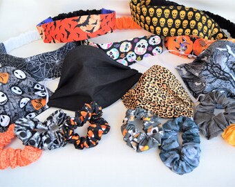 Halloween/Ready to Ship/Headbands With Buttons For Face Masks/Hair Ties/Cloth Bracelets/Face Masks 3 Layer