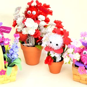 Miniatures et petits pots de fleurs Fuzzy Buddies en forme de coeur pour la Saint-Valentin