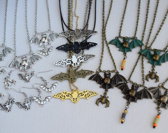 Halloween Bat Necklaces and Earrings