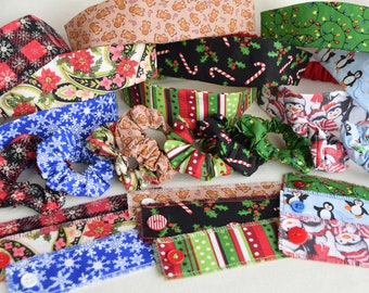 Christmas Headbands/HB With Buttons/Ear Savers/Face Masks (3 Layer Cotton Washable, Reversible) Hair Ties/Cloth Cuff Bracelets/Sets